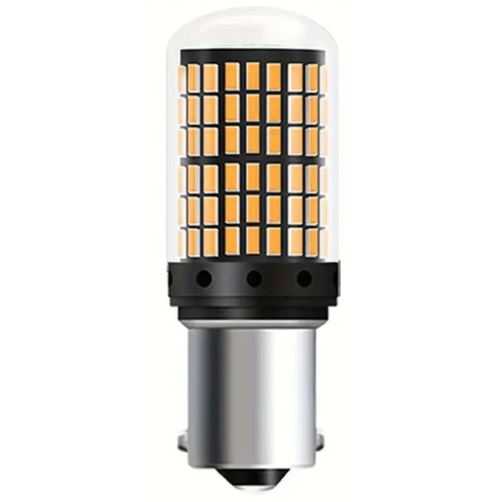 Autós led - BA15S 144 smd led sárga 3014 smd led P21W Canbus