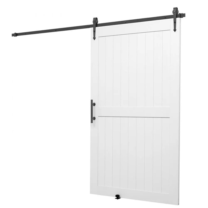Плъзгаща врата, с включен комплект обков, Размери 122 x 213.4 см, MDF панел, PVC повърхност, Бял