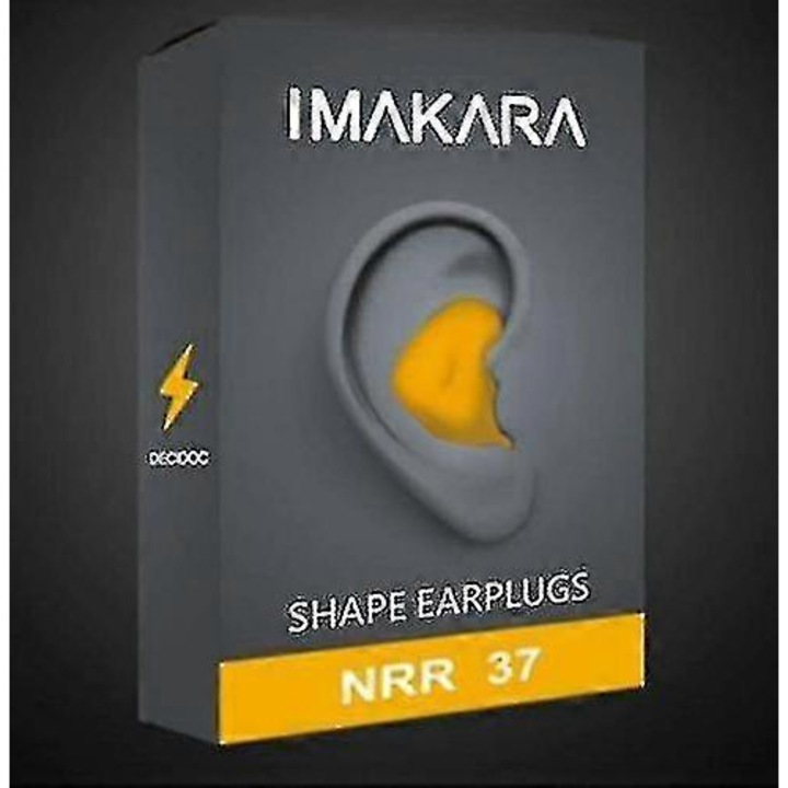 Casti de anulare a zgomotului, 37dB, reutilizabile, galbene, set de dopuri personalizate pentru urechi