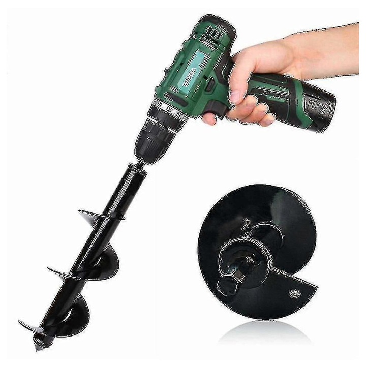 Set burghiu pentru gradina, 5CMx45CM, negru, din otel