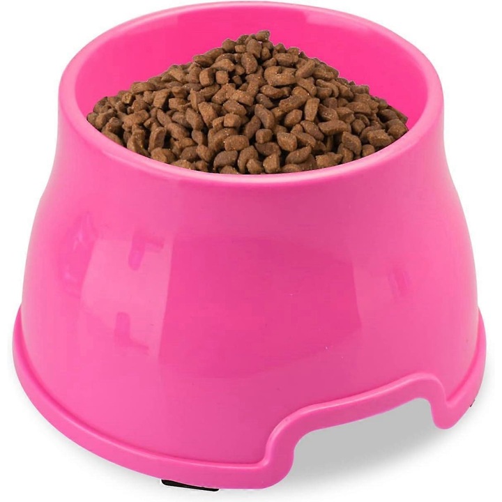 Castroane pentru caini, bol inaltat, capacitate 600ML/900ML, antiderapant, roz