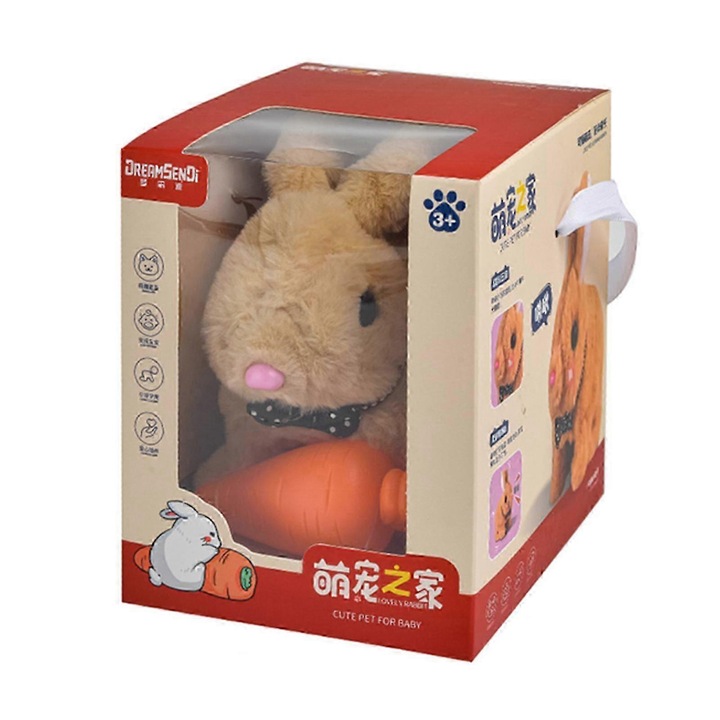 Caine robot, jucarie de plus, 13x16.5x16.5cm, interactiv, pentru copii 0-3 ani