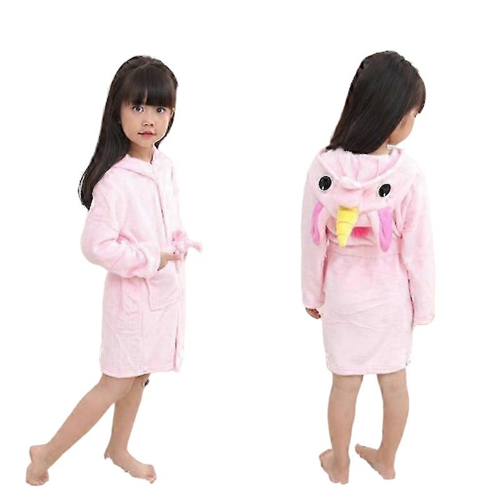 Halat de baie pentru fete, 7-8 ani, unicorn, roz, set 1x halat