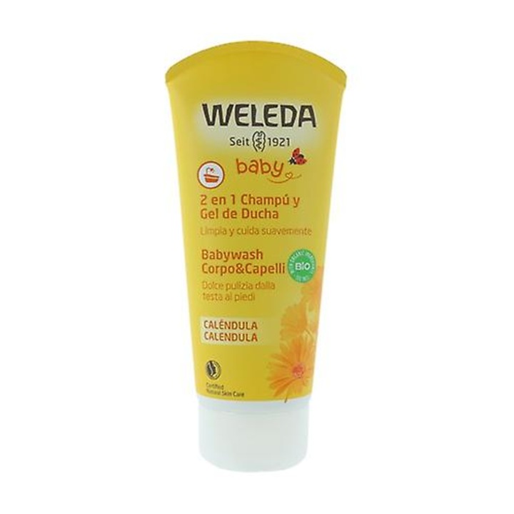 Gel de dus pentru bebelusi Marigold, 200 ml, cu extract de calendula, ulei de migdale, fara lacrimi