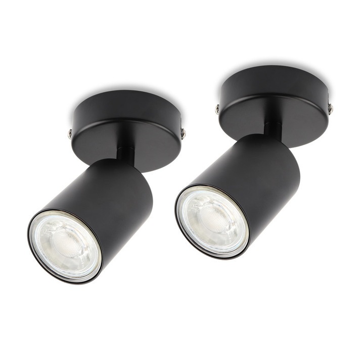 Aplica DA LIGHT Retro, set de 2, design metalic negru, ajustabil 360, soclu GU10