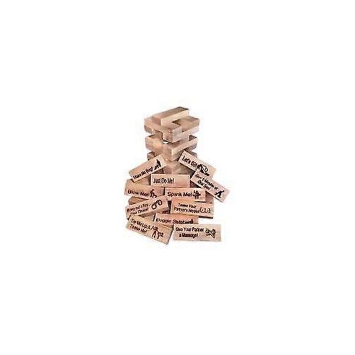 Fából készült építőtorony, játék felnőtteknek, 48 darab, készlet pároknak, fa színű, 7.2x2.4x1cm