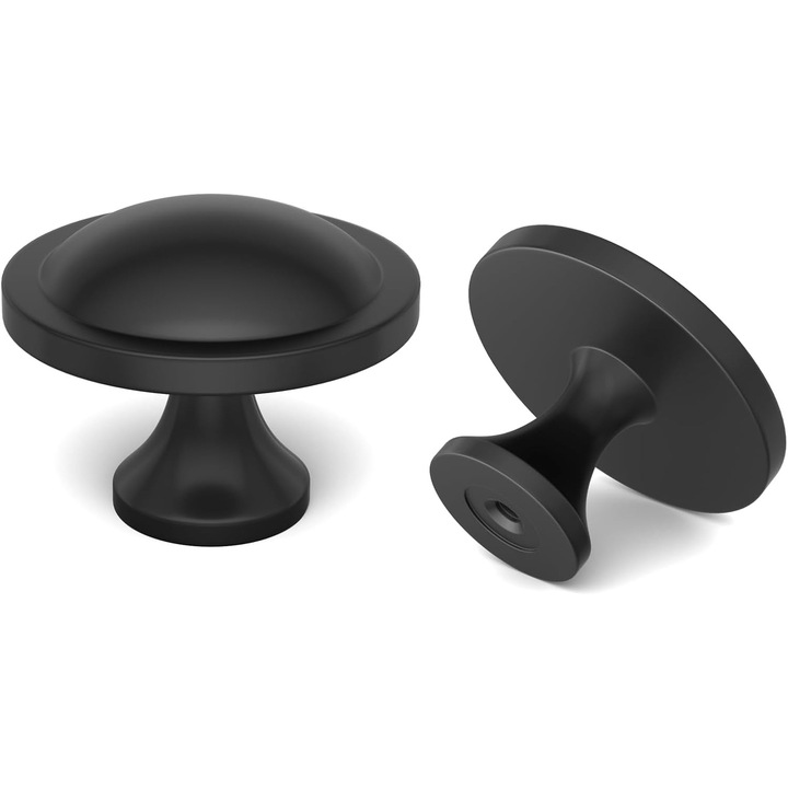 Manere negre rotunde din aluminiu 28.3x3.5 mm, set 10 bucati