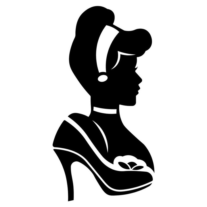 Sticker decorativ perete/geam, Cinderella, 30x16 cm, negru