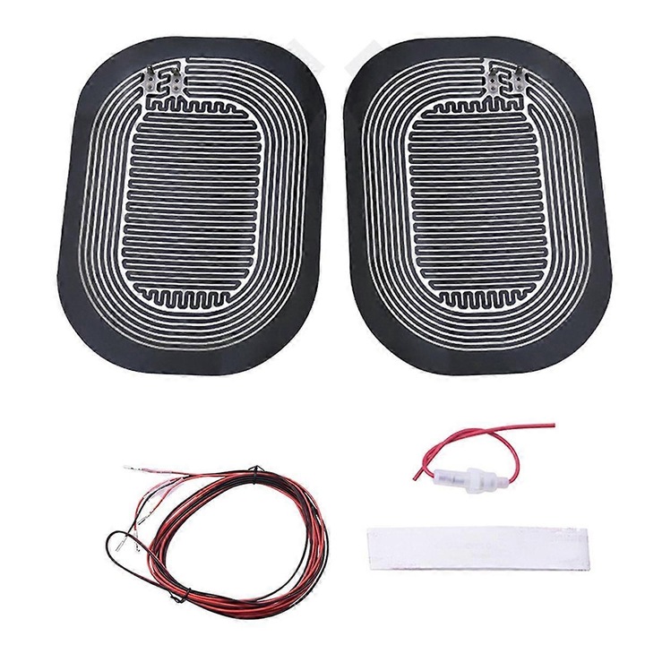 Pachet de 2 pad-uri de incalzire pentru oglinzi auto, 12V, negru, 16x12cm