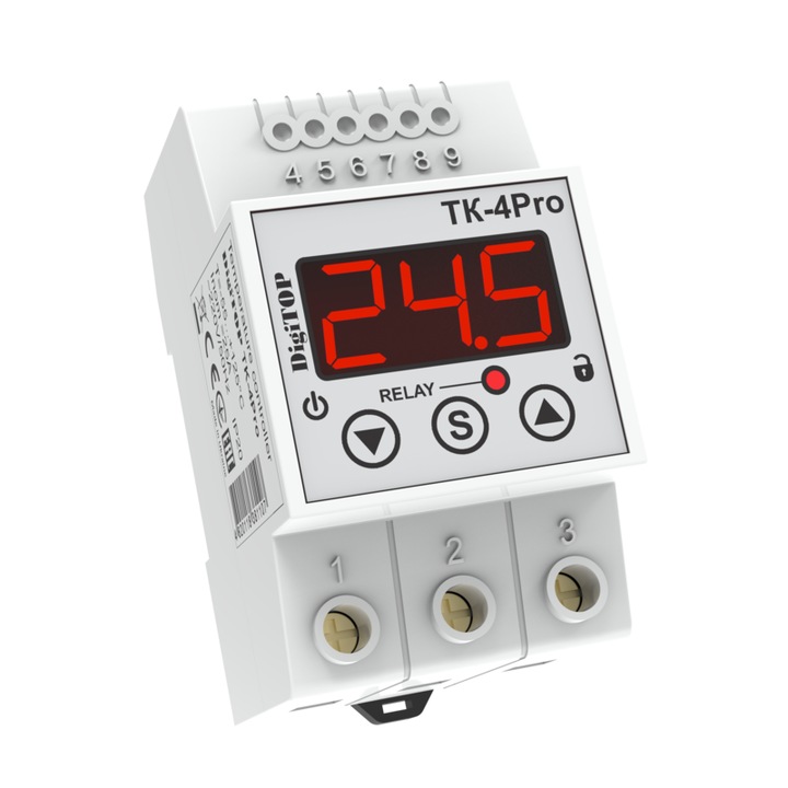 Regulator de temperatura, Digitop, TK-4PRO, 3 module, 25A, termoregulator, program universal, program de inclinare, program de racire, program degivrare, program de inclinare pardoseala, program senzor fara, 230V/50Hz, Multicolor, Setul include: regulator