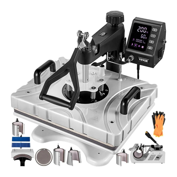 Masina de presa la cald, multifunctionala 10 in 1, 12x15 cm, alba