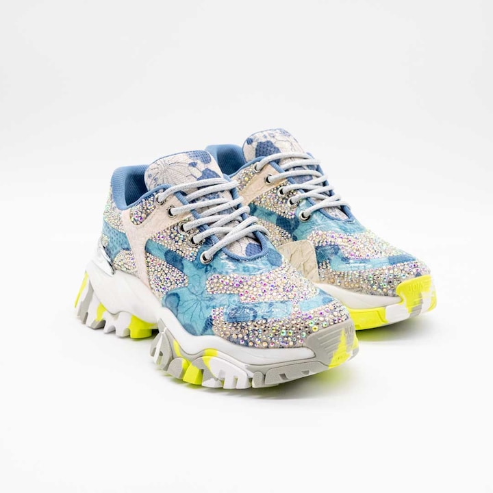 Дамски маратонки Joia Paris, кристали Сваровски, текстил и PVC, многоцветни