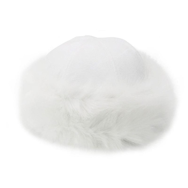 Caciula dama, alb, design pufos, dimensiune circumferinta 56x65cm, material poliester