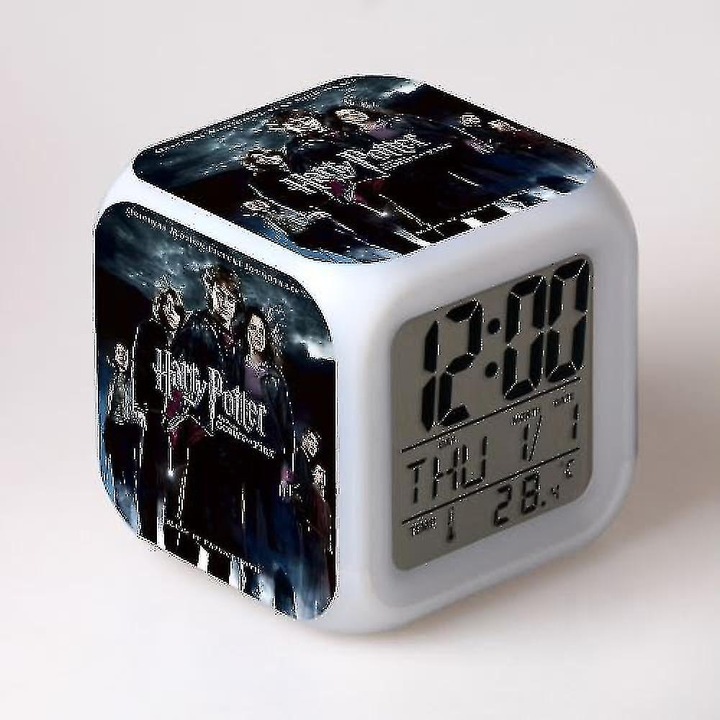 Ceas de birou LED multifunctional, Harry Potter, 7 culori, 8x8x8cm