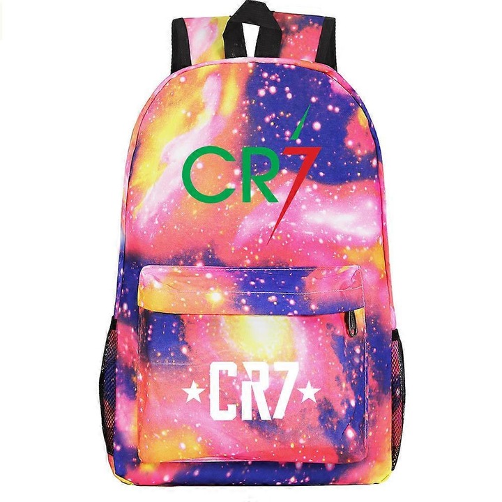 Ghiozdan Cr7 Cristiano, 30x15x45cm, 2 buzunare frontale, compartiment laptop, multicolor