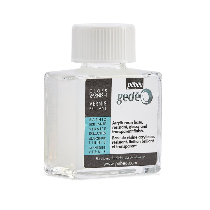 Lac de finisare lucios Pebeo Gedeo, 75ml, pentru medii mixte, utilizare pe lemn, panza, ceramica