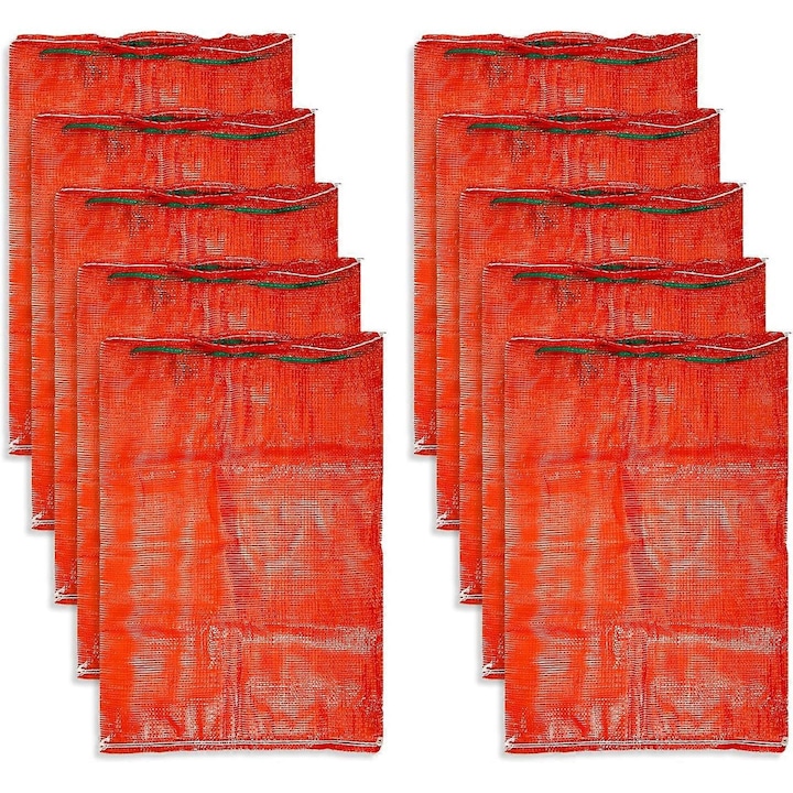 10 db hálós hagymás zsák készlet, piros, 35x50cm