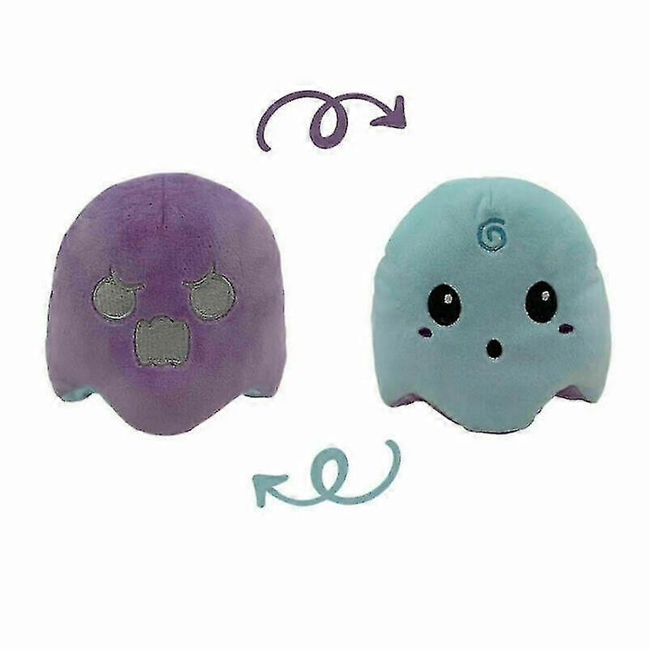 Papusa de plus reversibila, design cartoon, 20x10cm, mov-albastru