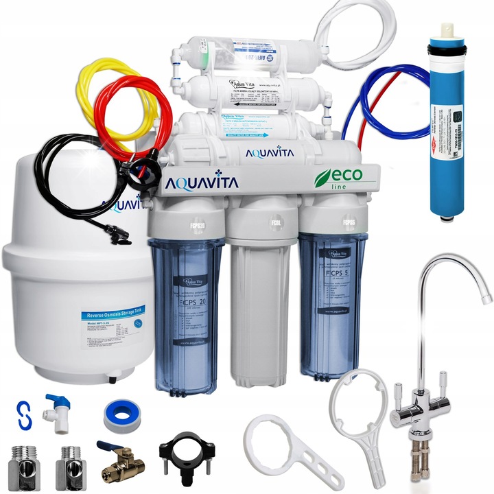 Система за филтриране на вода RO7 Aqua Vita, 7 етапа, 12L, с двоен кран, йонизатор AIFIR200