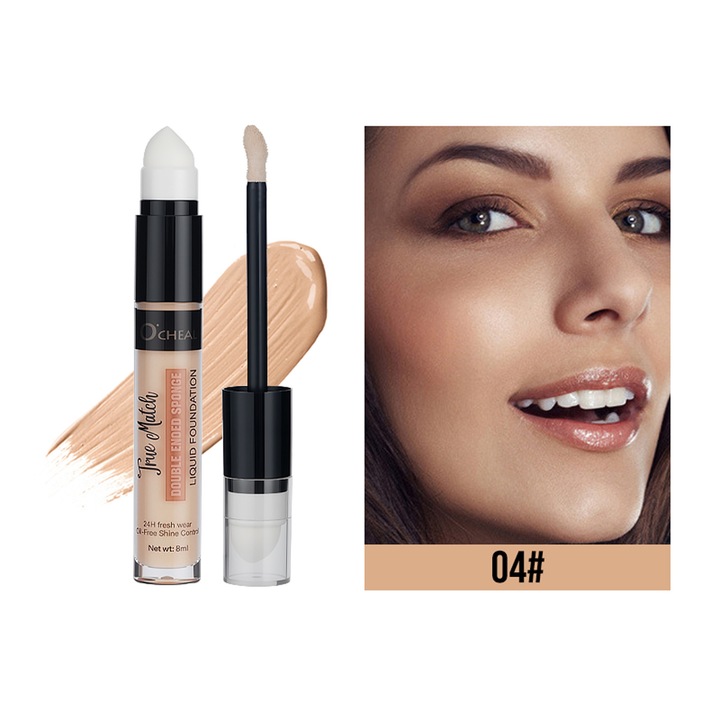 Fond de ten si corector 2in1 Blingseaya 04 Wheat, 8ml, waterproof, aplicator cu burete