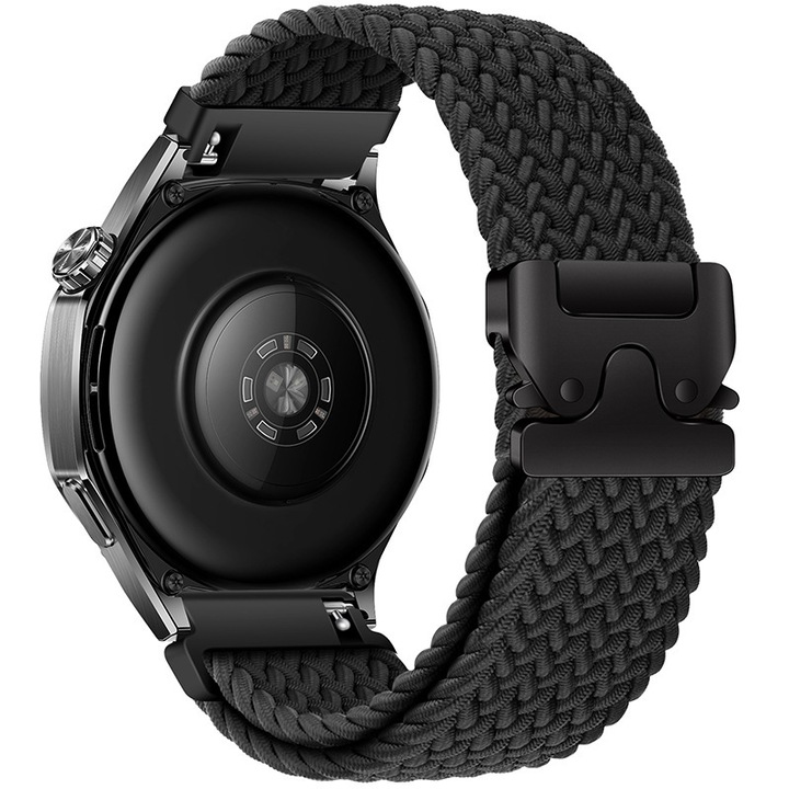 Óraszíj Samsung Galaxy Watch 7/6/5/4/FE 40mm 44mm/Watch 6 4 Classic 46mm 42mm 47mm 43mm/5 Pro 45mm férfiaknak és nőknek, rugalmas nejlon, állítható, ejtőernyős csattal, fekete