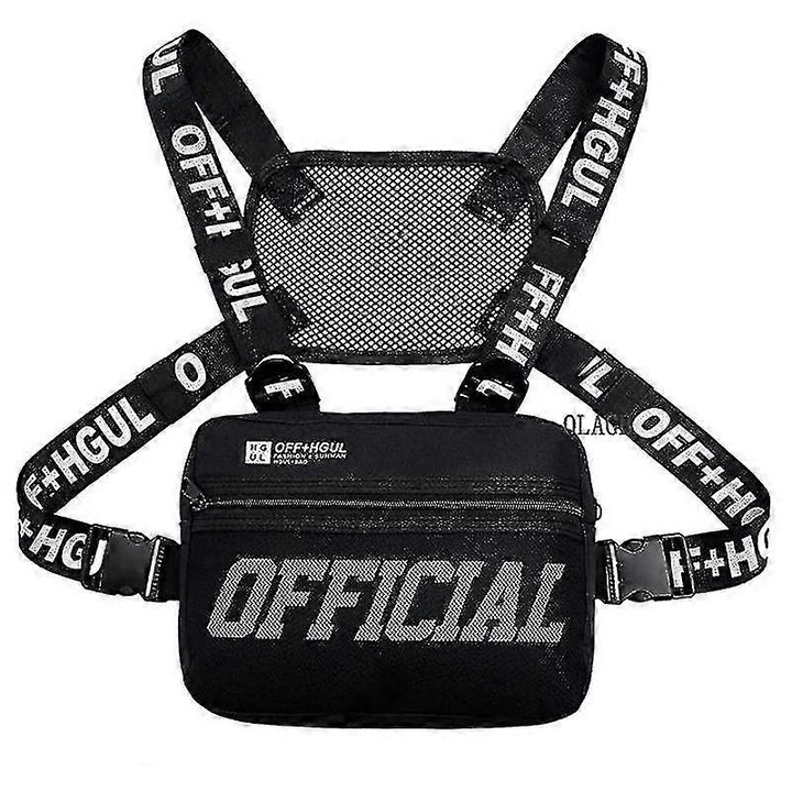 Férfi táska, hip-hop, 26x21x6cm, Fekete