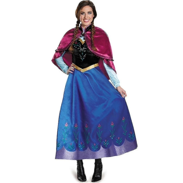 Costum adult carnaval set: rochie + pelerina, M/L/XL, multicolor, dimensiuni variate