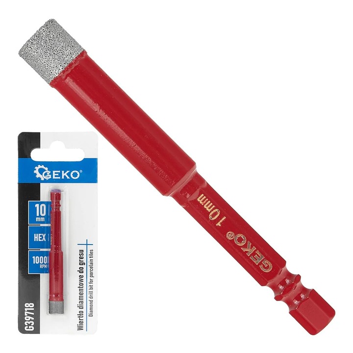 Burghiu diamantat pentru ceramica HEX, 10 mm, Geko G39718