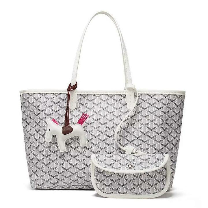 Női válltáska, 2 darabos szett, fehér, 37x14x26cm