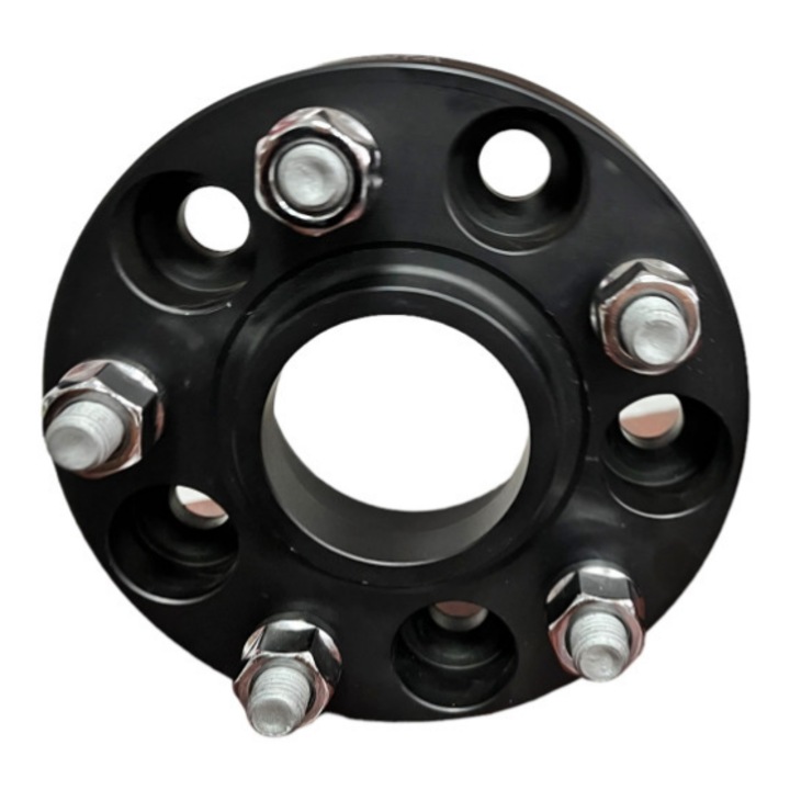 Distantier jante auto idealSTORE Prindere dubla 5x114.3, Grosime 30 mm negru, 5 piulite M12x1.5, Centrare 67.1 mm, rezistent la socuri, uzura si coroziune, Aluminiu forjat