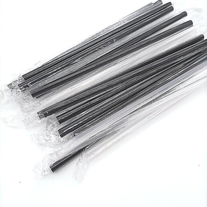 Set 50 paie pentru ceai cu lapte, 8x230mm, Transparent/Negru
