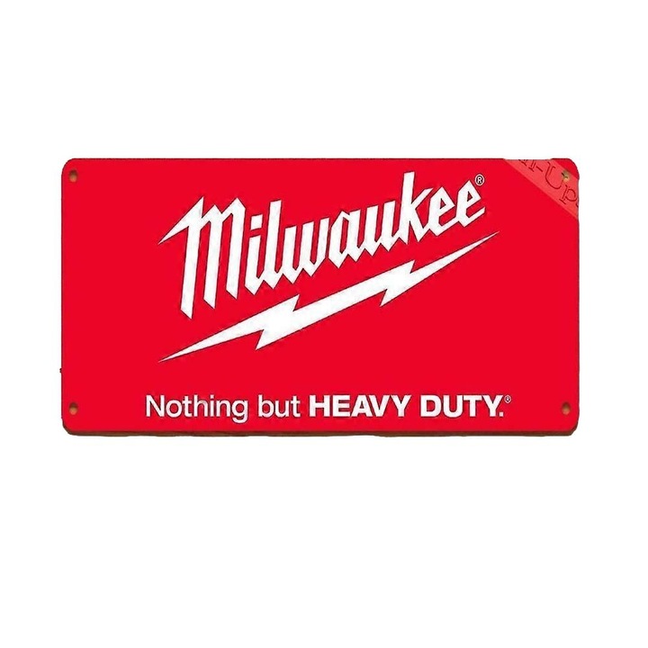 Semn decorativ metalic Milwaukee, 30x20x0.13cm, pentru bar, cafea, hotel