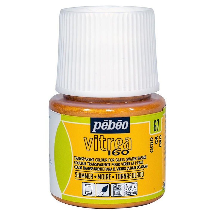 Vopsea pe baza de apa pentru sticla, Pebeo, Vitrea 160, 45ml, auriu