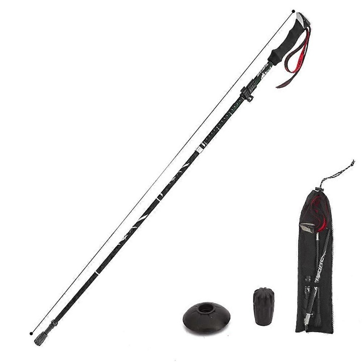 Bete trekking set, 5 sectiuni, ajustabile 95-130cm, aluminiu, negru
