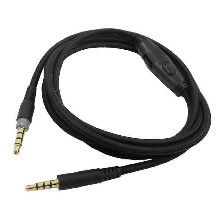 Cablu audio pentru casti, 1.55m, negru, cu control volum si microfon, set