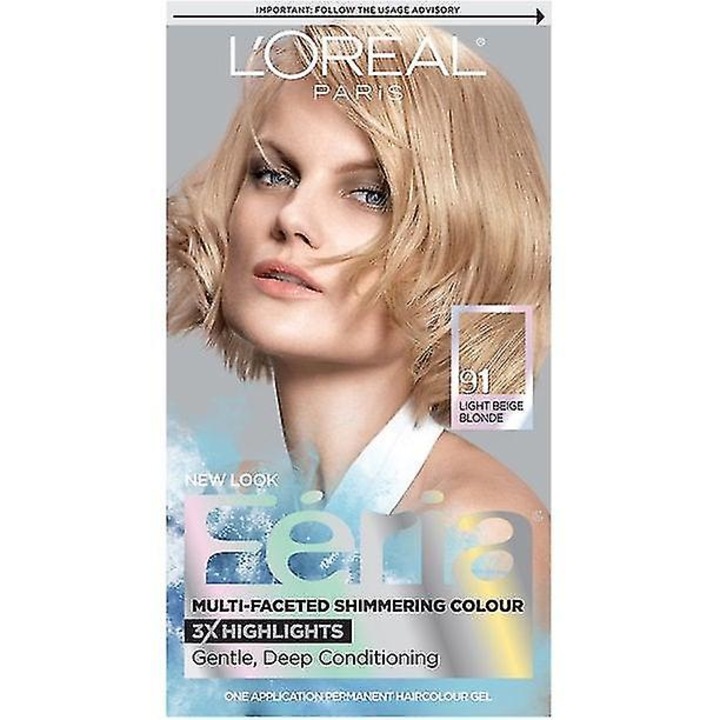 Vopsea de par Feria, 91 Champagne Cocktail, 1 set, bej deschis