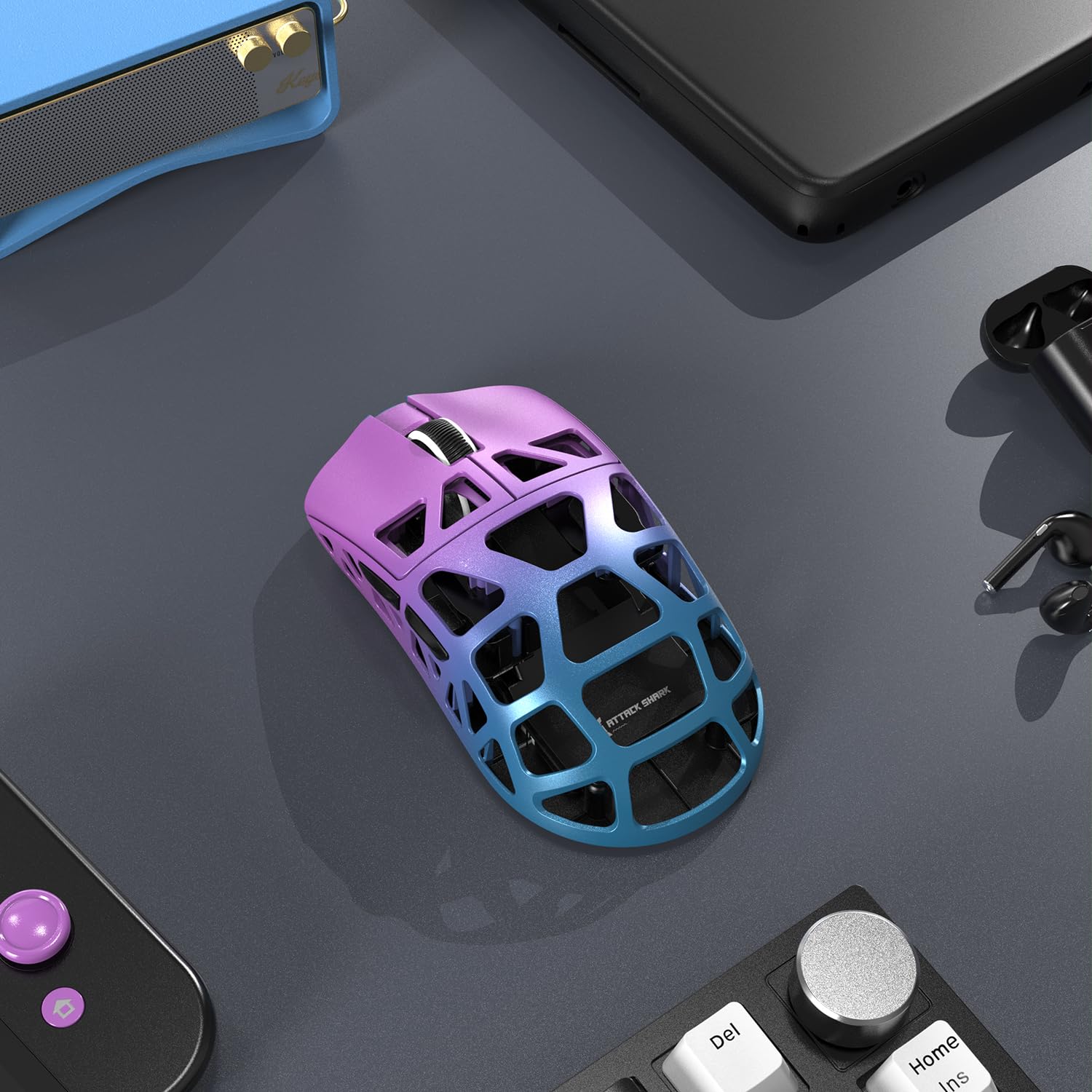Mouse gaming ATTACK SHARK R3, 46g, senzor PAW3395 26K DPI, violet