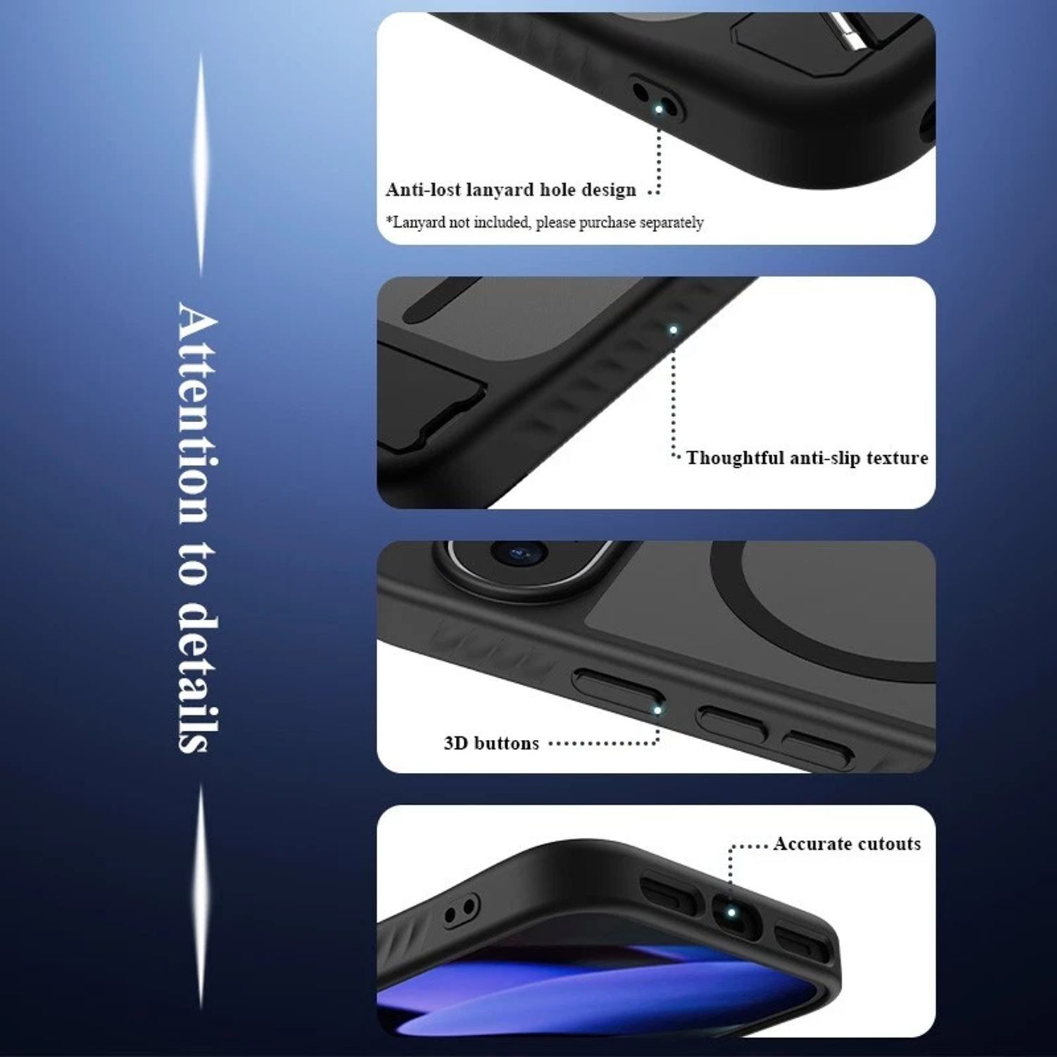 Husă magnetică pentru Google Pixel 10/10 Pro, suport pentru încărcare wireless și stand integrat, negru, TPU