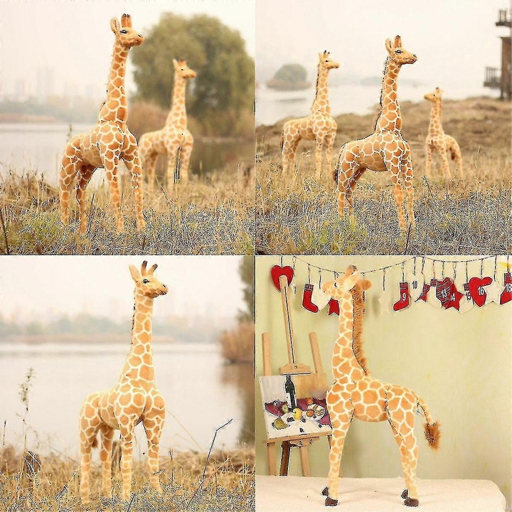 Jucarie de plus, girafa, 60x70cm, material cashmere moale, umplutura 100% bumbac PP, culoare maro