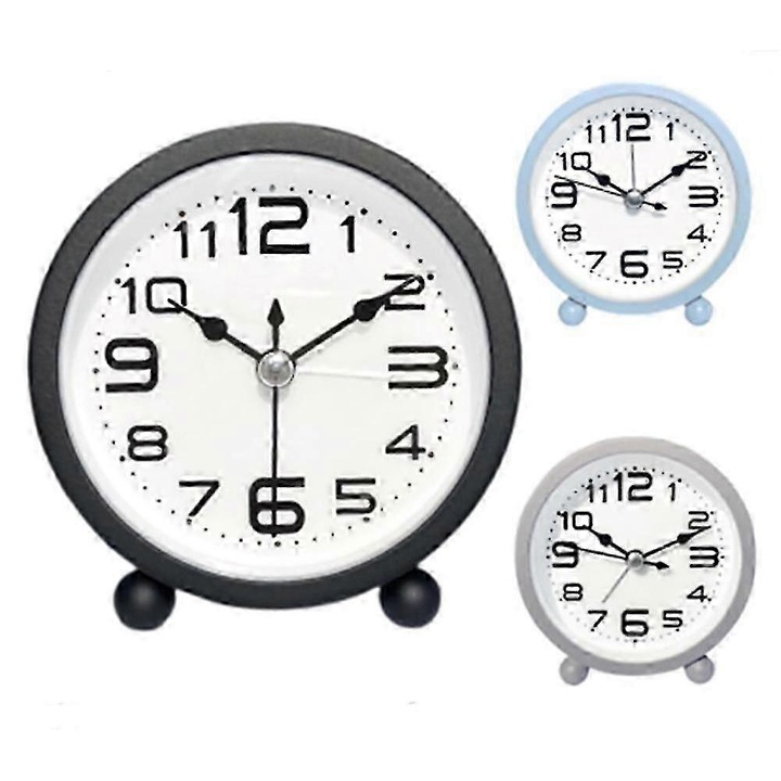 Ceas de birou decorativ, baby blue, cu display mare, fara ticait, set 1x ceas