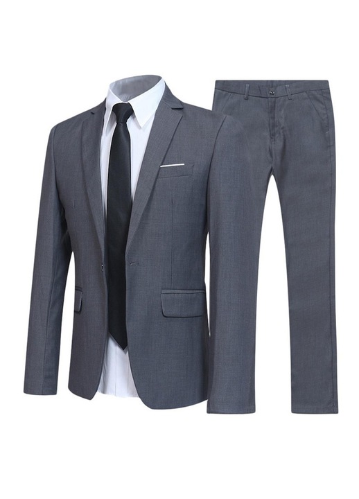 Costum barbatesc, formal, 2 piese, bumbac, gri, Gri