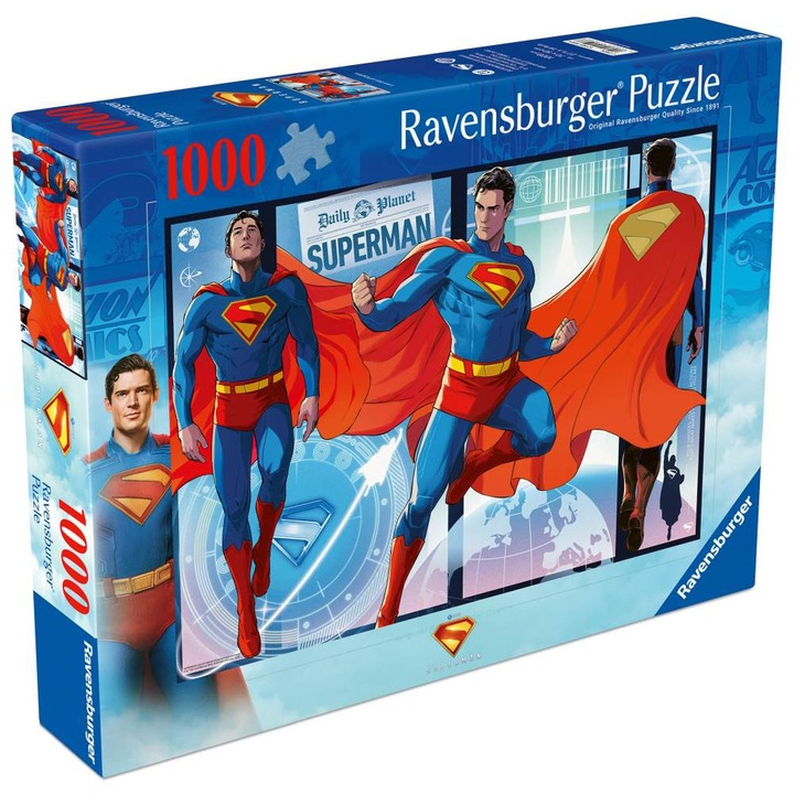 Puzzle Superman 1000 piese, Ravensburger, clasic, multicolor