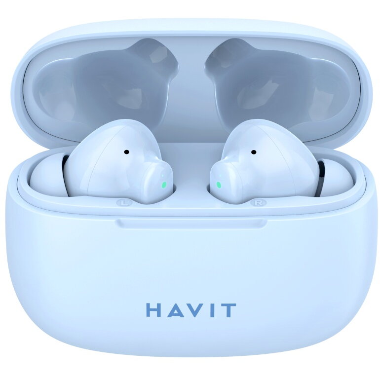 Casti HAVIT TW967, Bluetooth 5.1, TWS, In-Ear, Control tactil, Albastru deschis