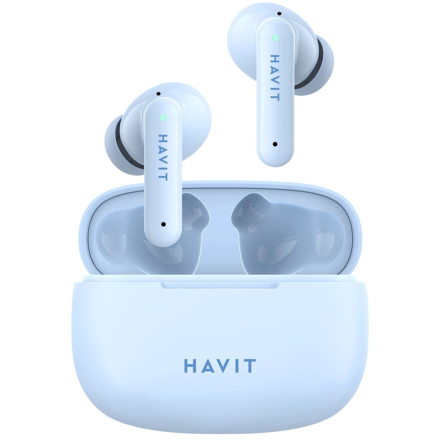 Casti HAVIT TW967, Bluetooth 5.1, TWS, In-Ear, Control tactil, Albastru deschis