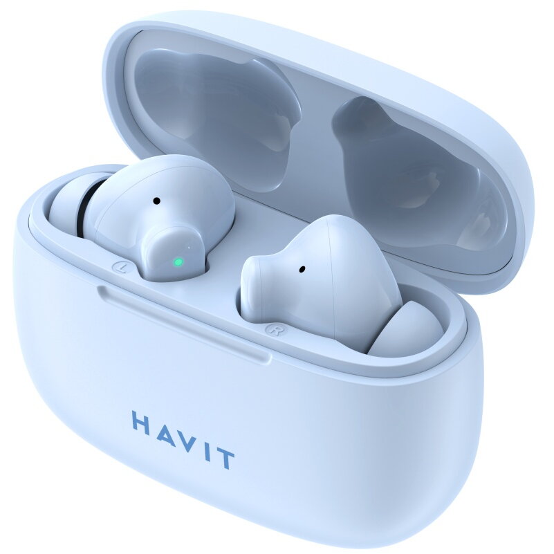 Casti HAVIT TW967, Bluetooth 5.1, TWS, In-Ear, Control tactil, Albastru deschis