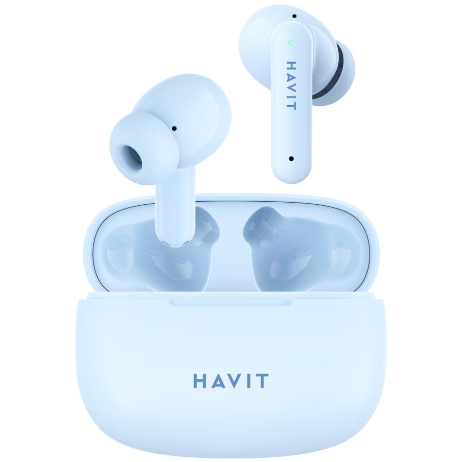Casti HAVIT TW967, Bluetooth 5.1, TWS, In-Ear, Control tactil, Albastru deschis