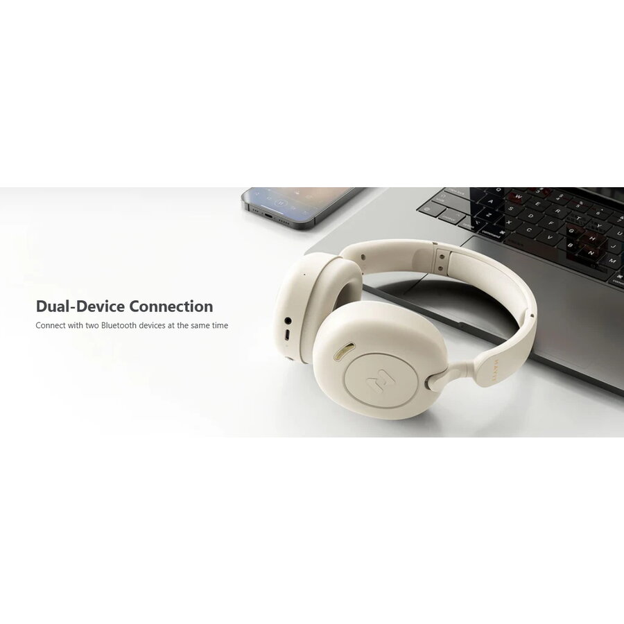Casti wireless HAVIT H655BT, Bluetooth 5.3, Bej
