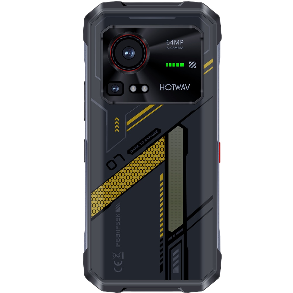 Telefon mobil HOTWAV Hyper 7, 5G, Dual SIM, 5G, 6.6-inch 2K 120Hz, Octa-Core Dimensity 7050, 24GB RAM, 256GB, RGB Light Dynamic, 64MP + 32MP, 10800mAh, NFC, IP68/IP69K, Android 14, Yellow