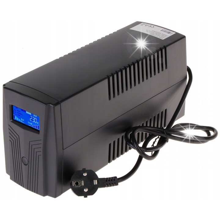 UPS AT-UPS650-LCD, 650 VA, 390 W, 2 kimenet, 290x110x145mm