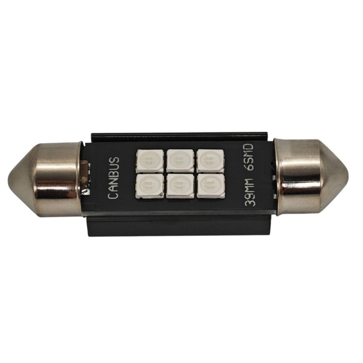 2 db, C5W, C10W LED, izzó SV8.5, 12-24V, CANBUS, 39mm - színek Kék